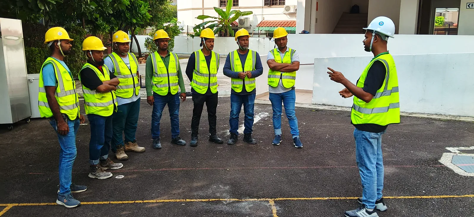 Our installation team at an on-site safety briefing